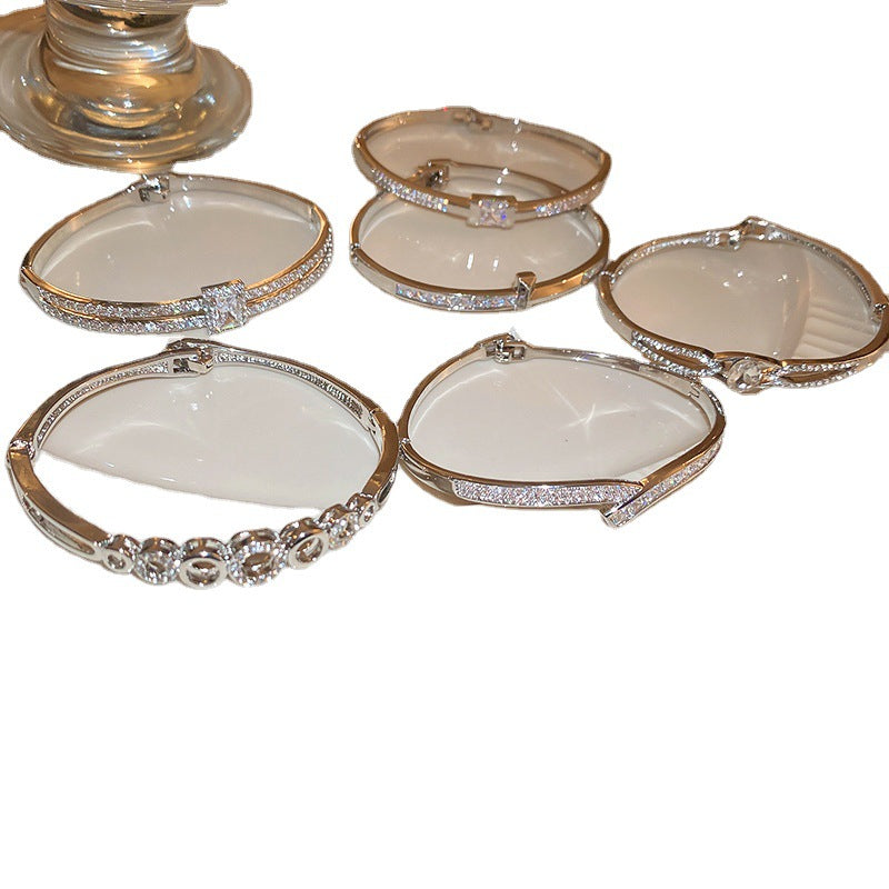 Wholesale Zircon Double Layer Letter Buckle Bracelet